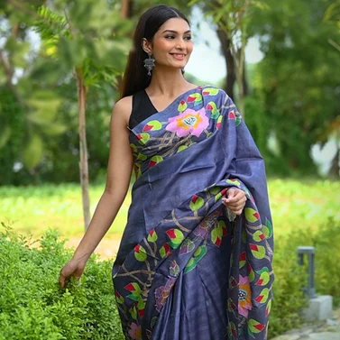 How to Style Your Blended Silk Kantha Stitch Saree for Any Occasion