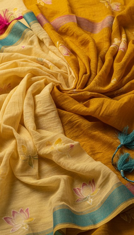 Collection image for: Yellow Mulmul Sarees