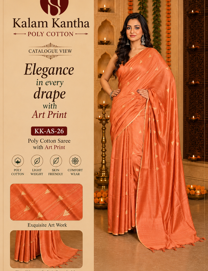Cotton Temple Barfee Saree — Geometric Diamond Weave - Saree | KalamKantha