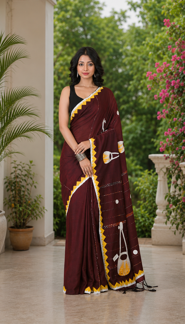 Ektara Applique Saree | Handcrafted saree | KalamKantha