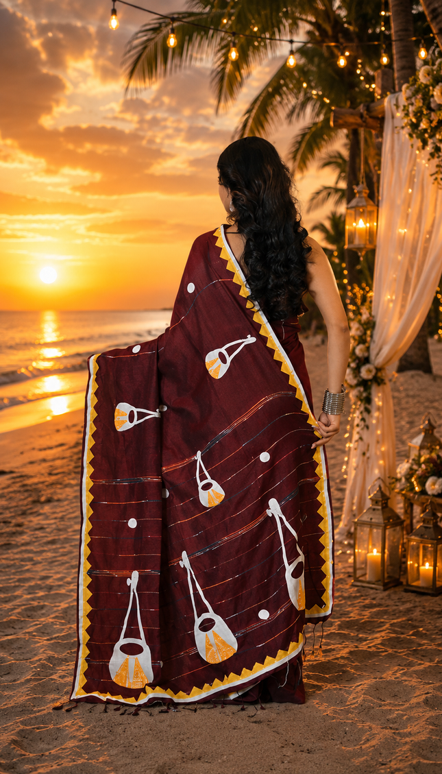 Ektara Applique Saree | Handcrafted saree | KalamKantha