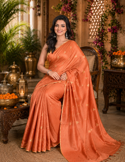 Cotton Temple Barfee Saree — Geometric Diamond Weave - Saree | KalamKantha
