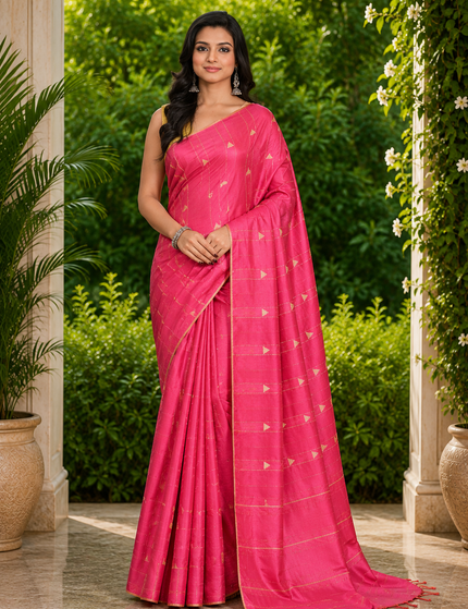 Cotton Temple Barfee Saree — Geometric Woven Motif - Saree | KalamKantha