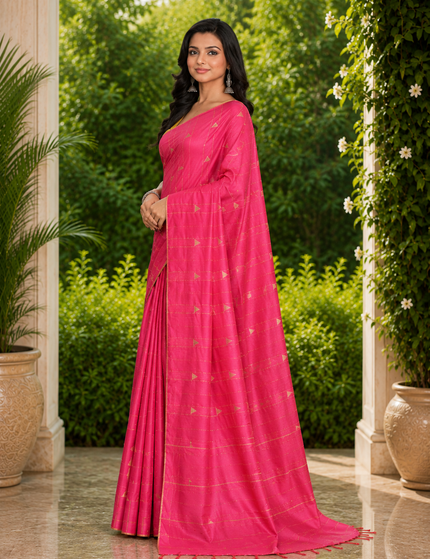 Cotton Temple Barfee Saree — Geometric Woven Motif - Saree | KalamKantha