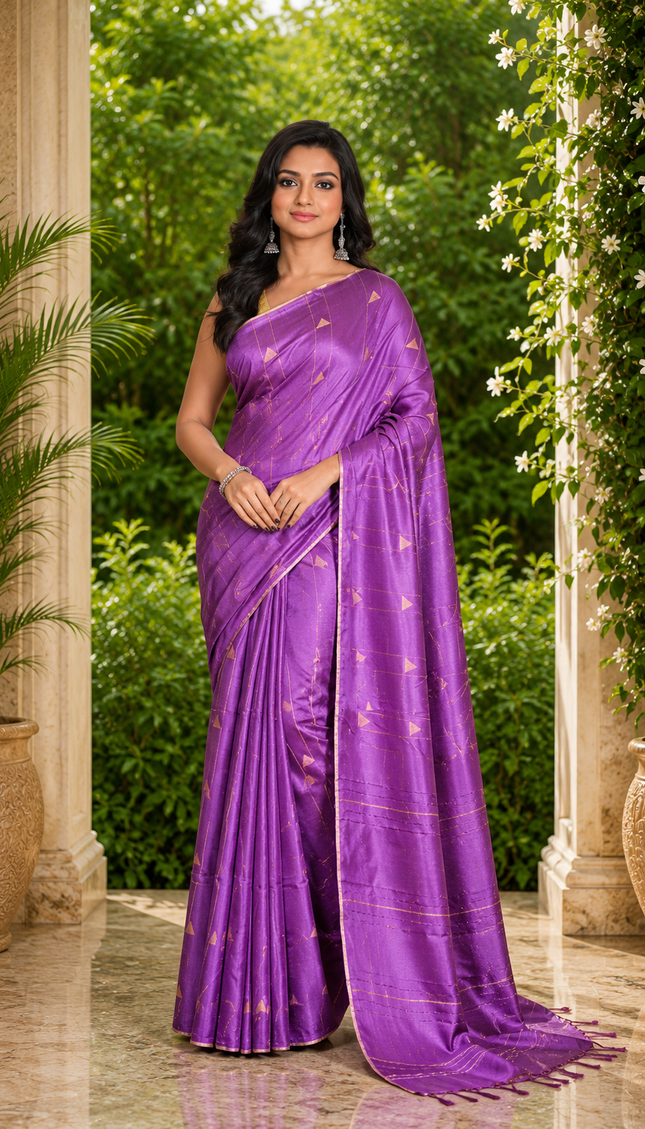 Cotton Temple Barfee Saree — Handloom Zigzag Border - Saree | KalamKantha