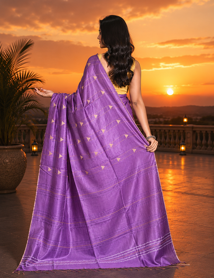 Cotton Temple Barfee Saree — Handloom Zigzag Border - Saree | KalamKantha