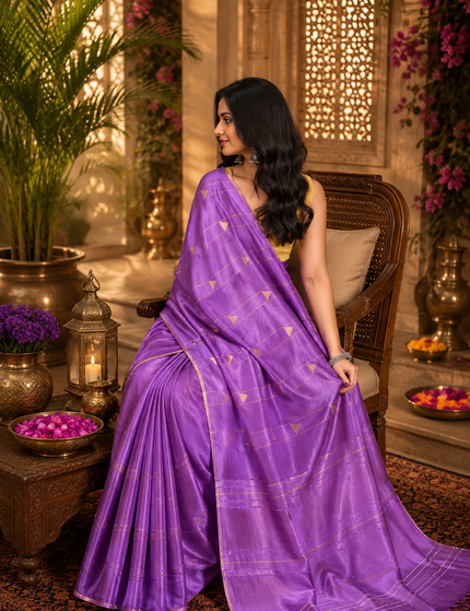 Cotton Temple Barfee Saree — Handloom Zigzag Border - Saree | KalamKantha