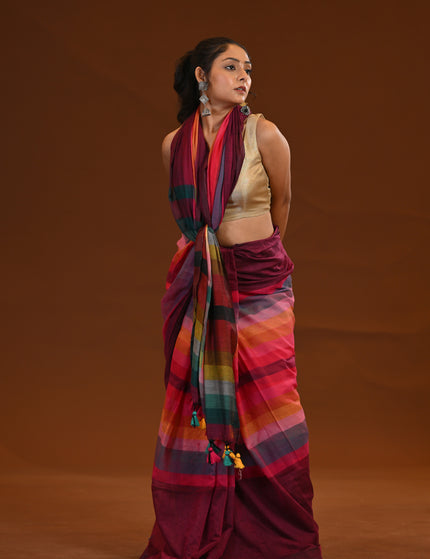 Mulmul Cotton Stripe Saree