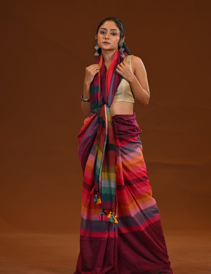 Mulmul Cotton Stripe Saree