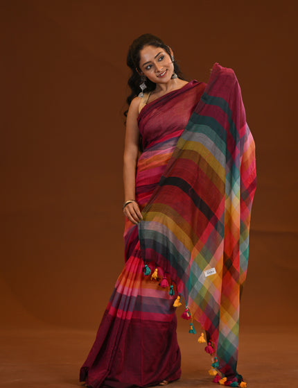 Mulmul Cotton Stripe Saree