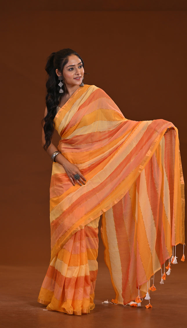 Two Toned Mulmul Cotton Saree
