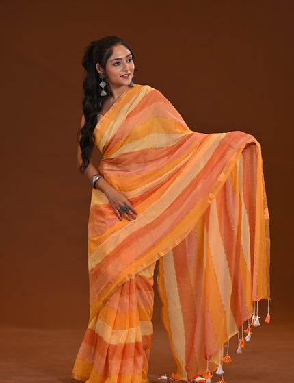 Two Toned Mulmul Cotton Saree