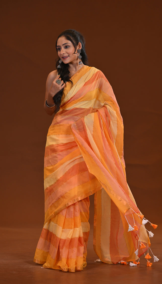Two Toned Mulmul Cotton Saree