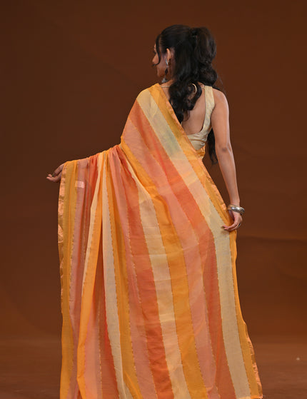 Two Toned Mulmul Cotton Saree