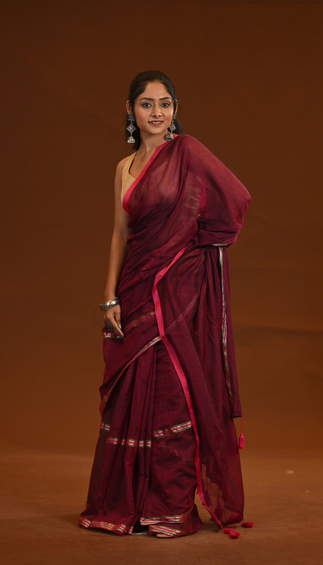 Mulmul Cotton Saree For Casual Wear
