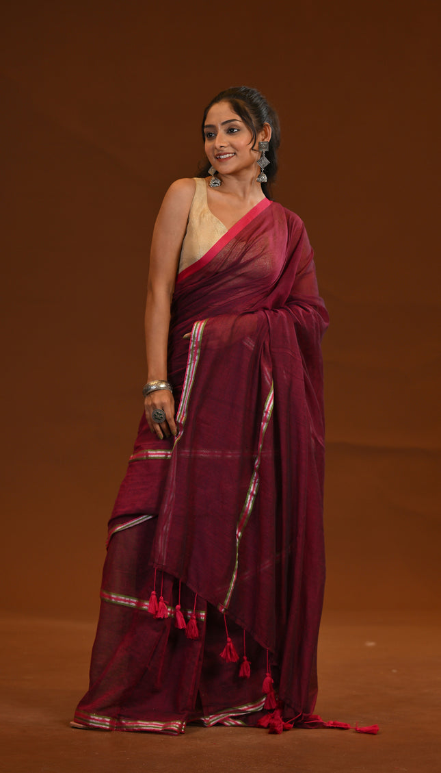 Mulmul Cotton Saree For Casual Wear