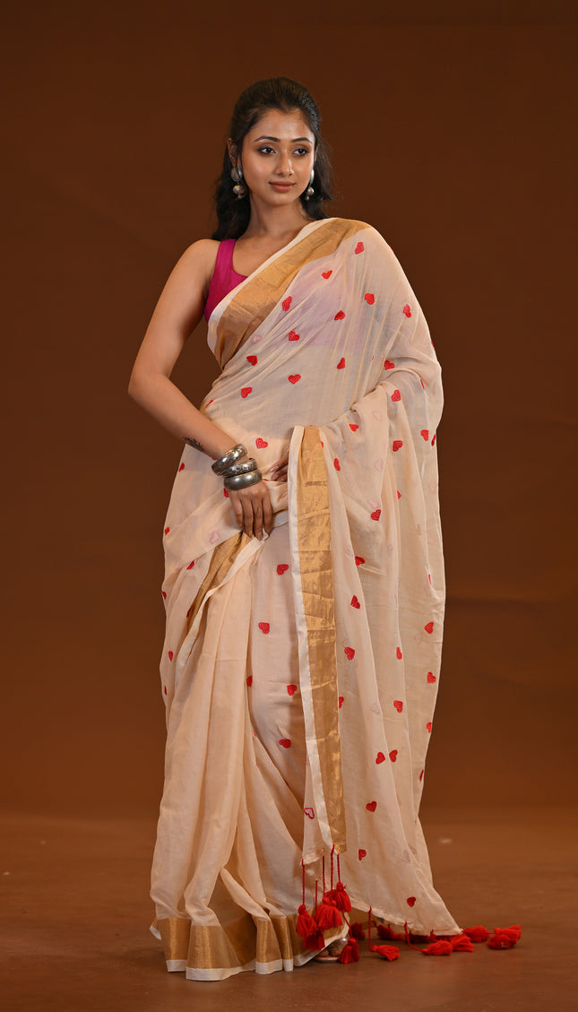 Off White Love Khadi Saree