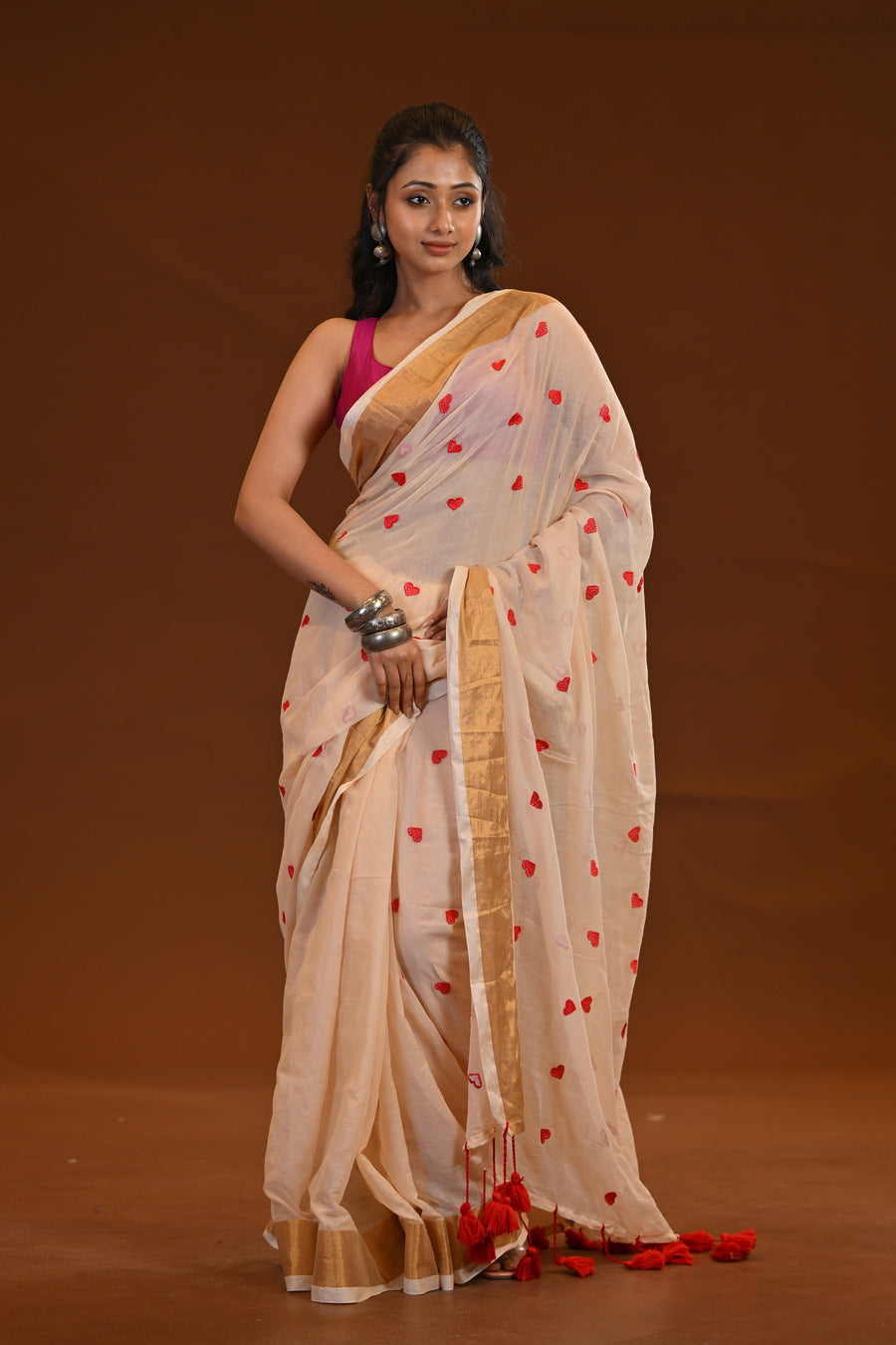 Off White Love Khadi Saree