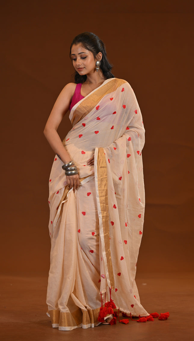 Off White Love Khadi Saree