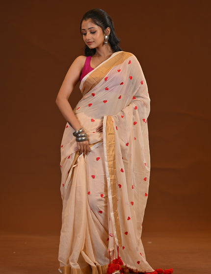 Off White Love Khadi Saree