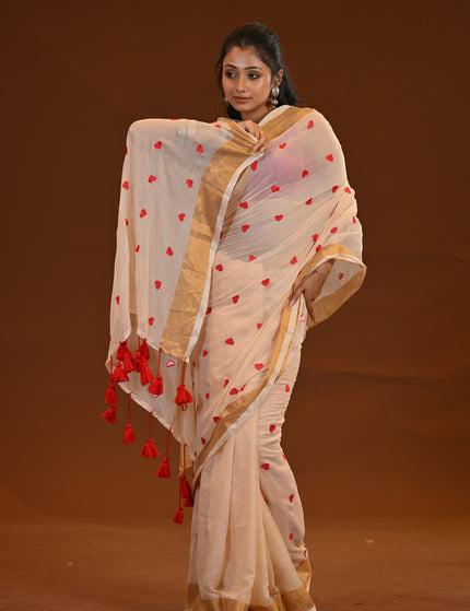 Off White Love Khadi Saree