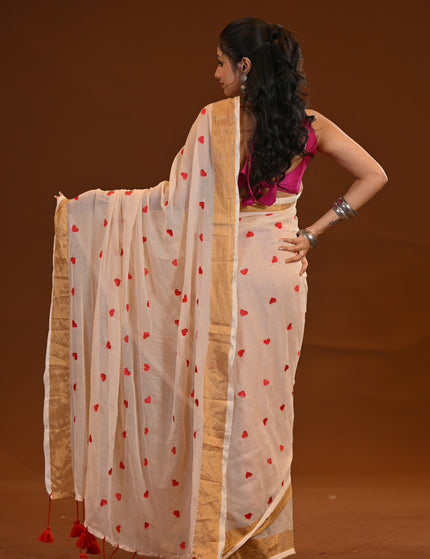 Off White Love Khadi Saree