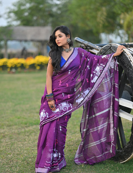 Gorur Gari Handloom Saree With Folk Print