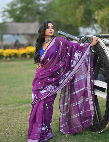 Gorur Gari Handloom Saree With Folk Print