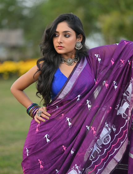 Gorur Gari Handloom Saree With Folk Print