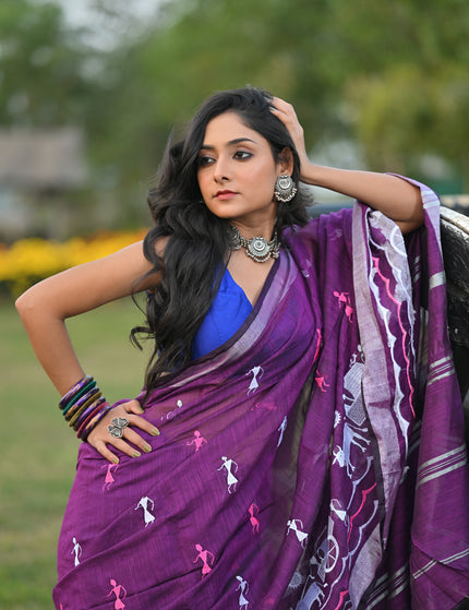 Gorur Gari Handloom Saree With Folk Print