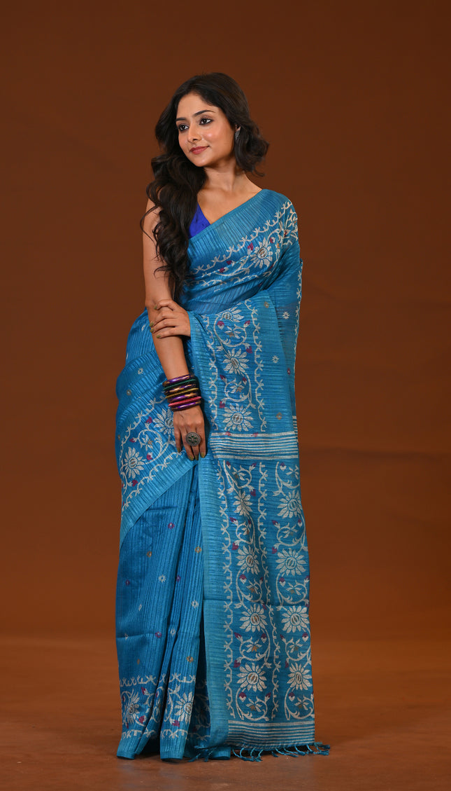 Kota Jamdani Lightweight Blue Saree