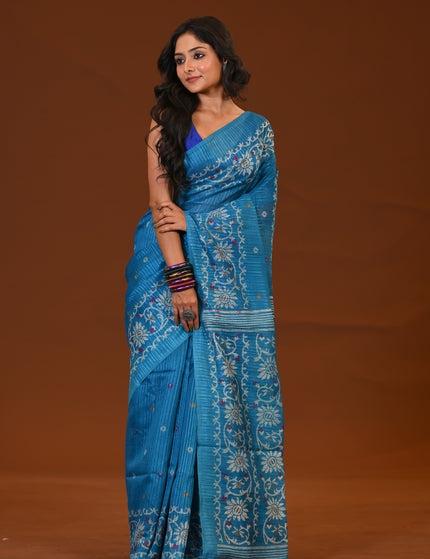 Kota Jamdani Lightweight Blue Saree
