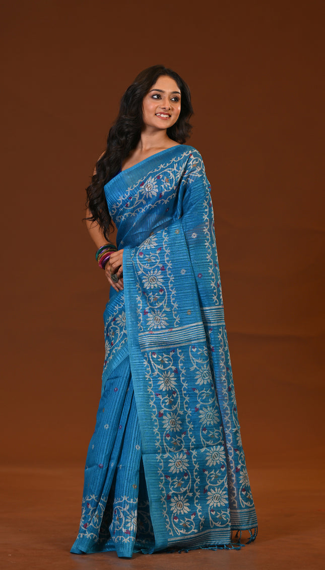 Kota Jamdani Lightweight Blue Saree