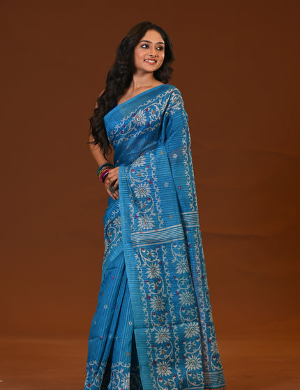 Kota Jamdani Lightweight Blue Saree