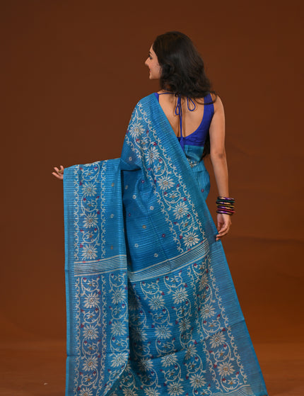 Kota Jamdani Lightweight Blue Saree