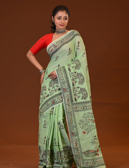 Khadi Madhubani Print Saree