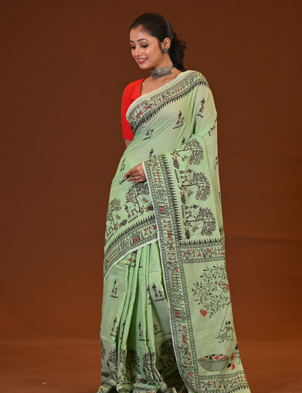 Khadi Madhubani Print Saree