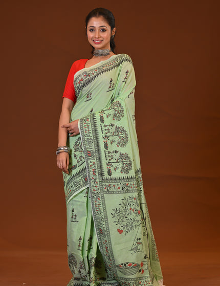 Khadi Madhubani Print Saree