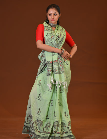 Khadi Madhubani Print Saree