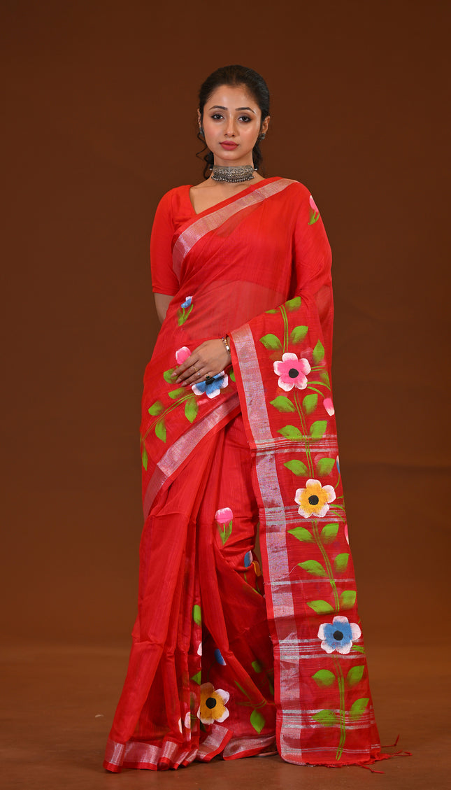 Handloom Hand Print Saree