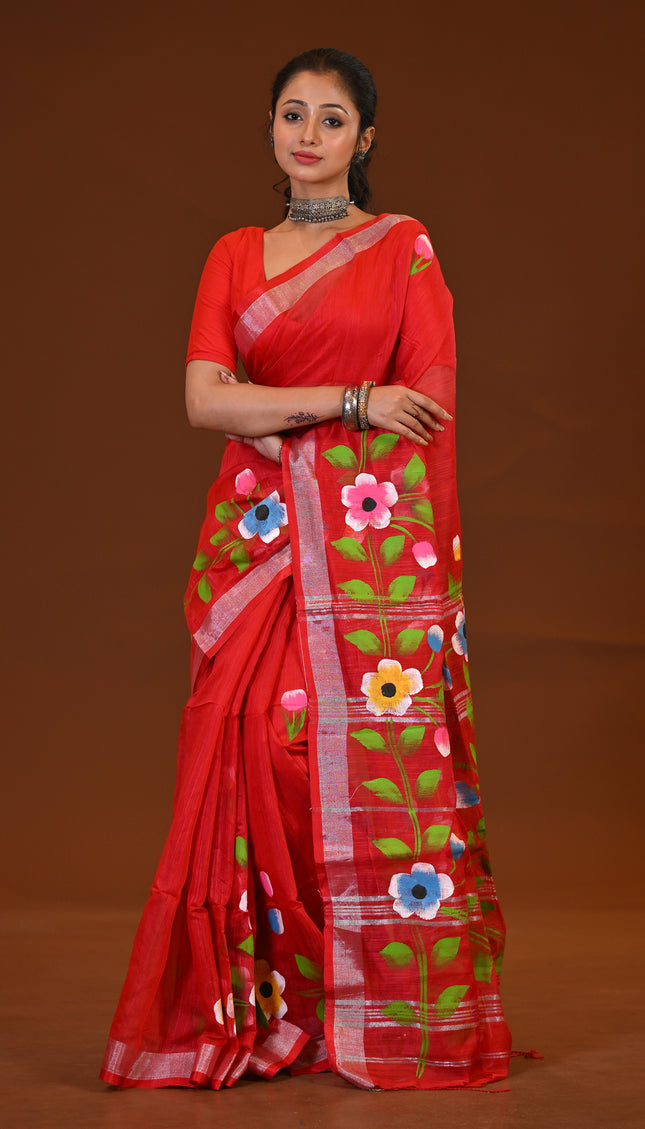 Handloom Hand Print Saree