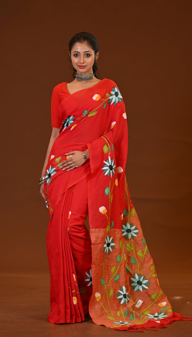 Handloom Hand Print Saree