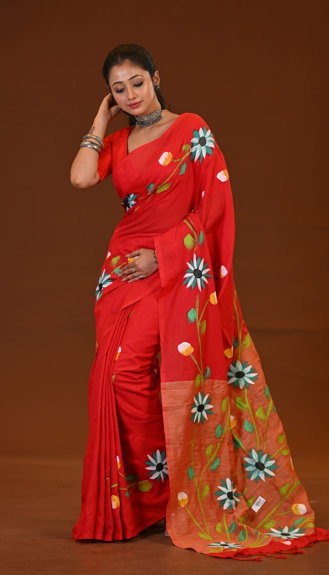 Handloom Hand Print Saree