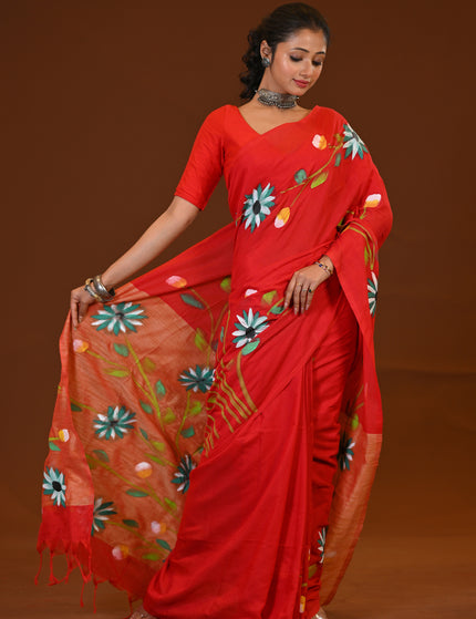 Handloom Hand Print Saree