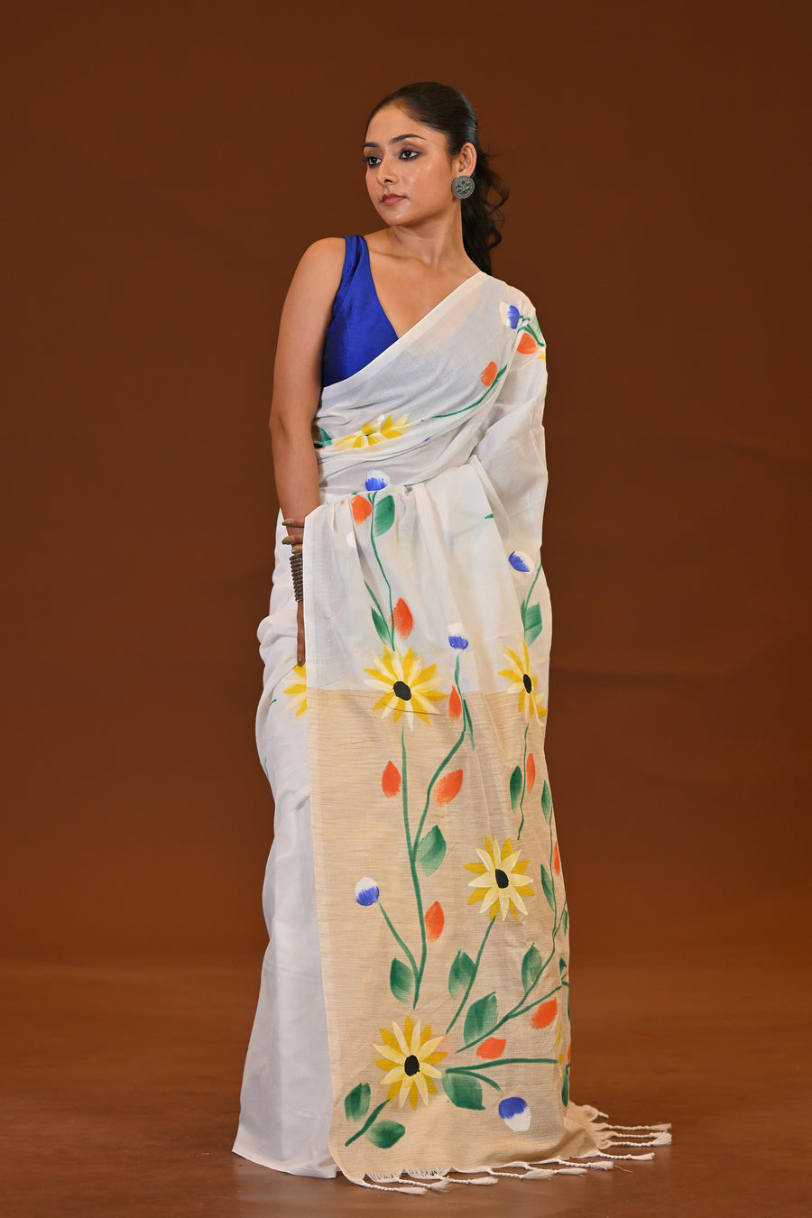 Handloom Hand Print Saree