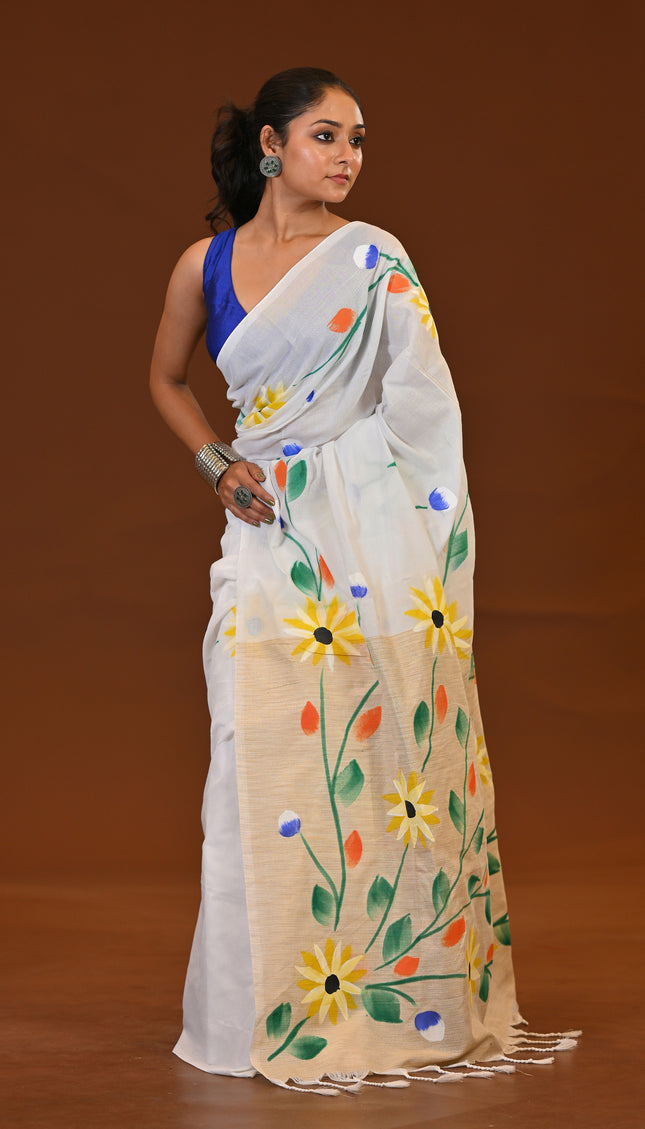 Handloom Hand Print Saree