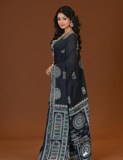 Khadi Madhubani Print Saree