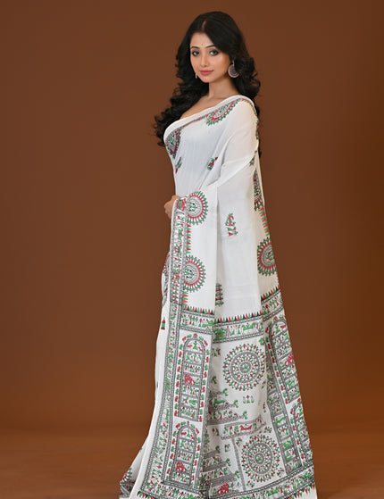 Khadi Madhubani Print Saree