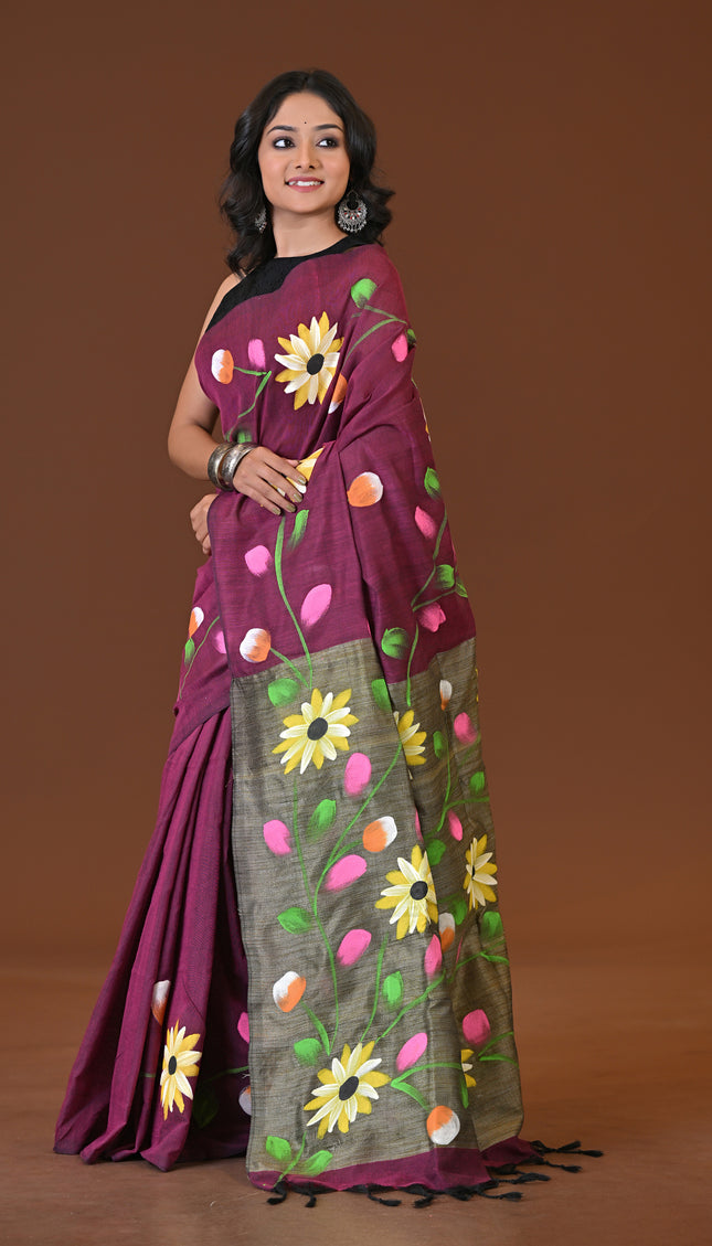 Khadi Flower Print Saree