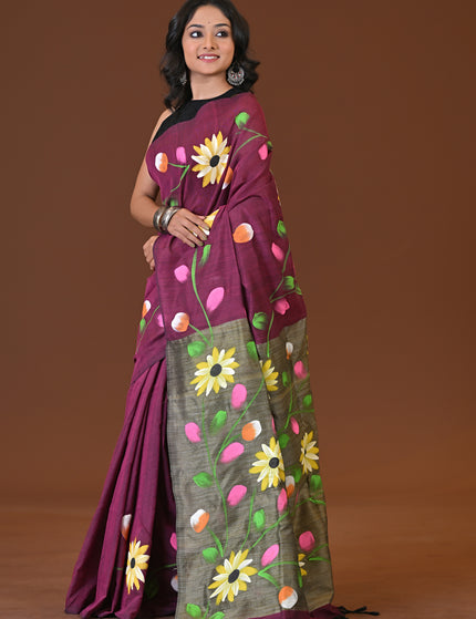 Khadi Flower Print Saree